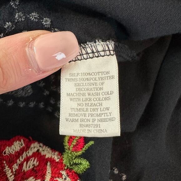 Johnny Was JWLA Embroidered Floral Dress Hearts Roses V Neck Midi - Picture 11 of 12